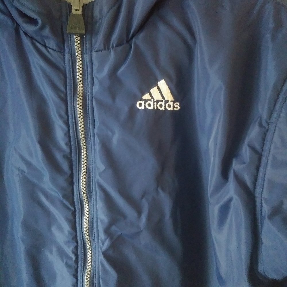 ADIDAS Reversible Jacket Blue/Grey Hooded sz M